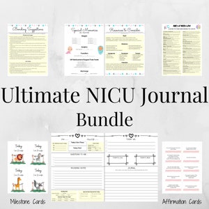 Paquete definitivo de NICU imprimible: diario, tarjetas de hitos y tarjetas de afirmación de padres de NICU