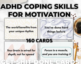 ADHD Coping Skill Cards for Adults Printable Affirmations, Motivation & Productivity Tools | Digital Download