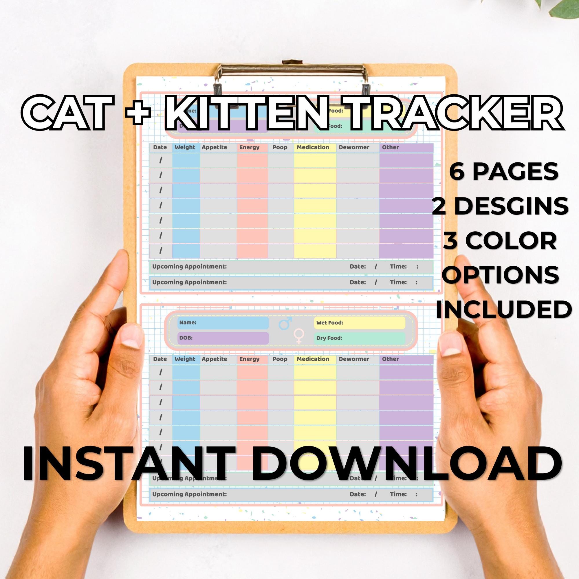 Foster Kitten Health Tracker & Adoption Info Sheet (printable PDF) - Etsy