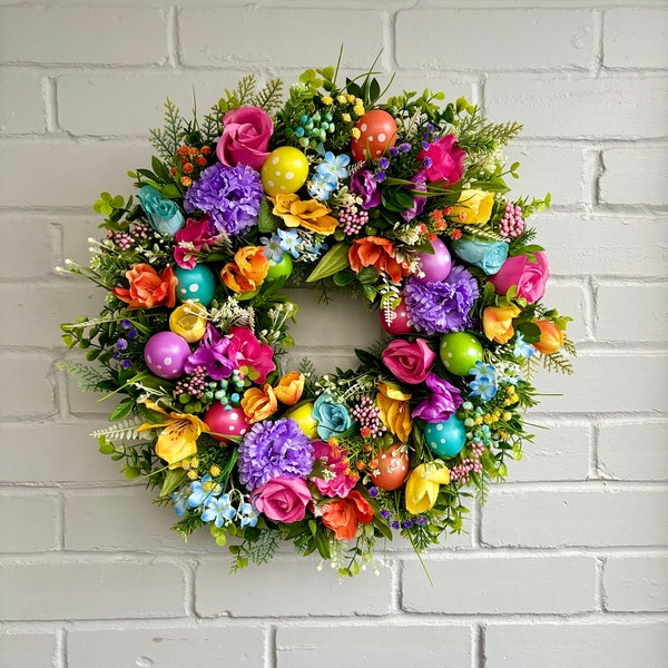 Colourful Easter Egg Wreath, Easter Door Wreath, Bright Wreath, Easter Decoration, Fun Easter Egg Wreath, Easter decorations, Spring Wreath