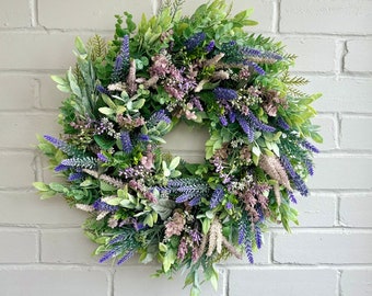 Large Lavender Wreath, Eucalyptus and lavender Wreath, Garden Wreath, Artificial lavender wreath, Purple wreath, Perfect for all seasons
