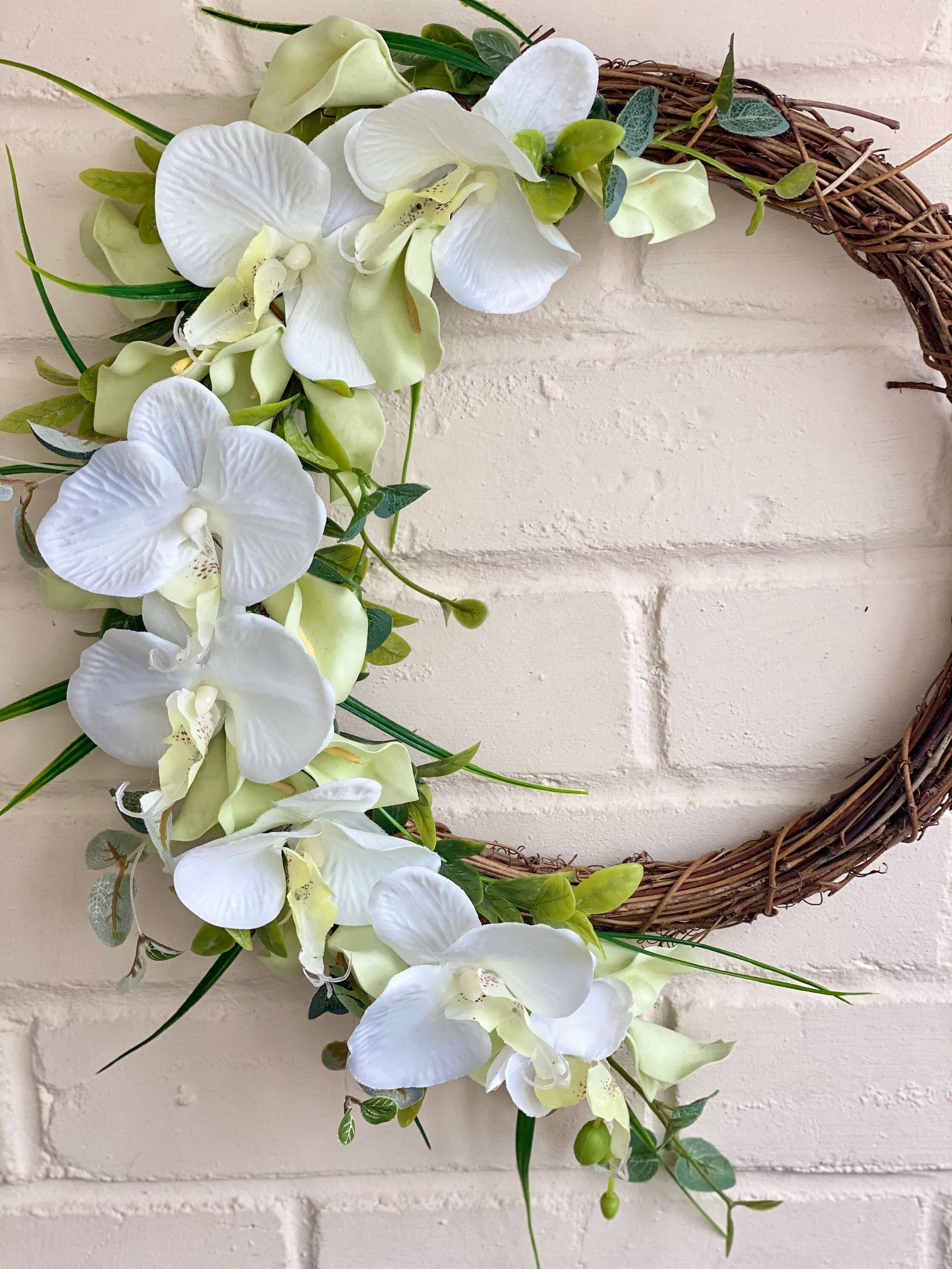 Orchid and Calla Lilies Wreath. Beautiful White and Green Etsy