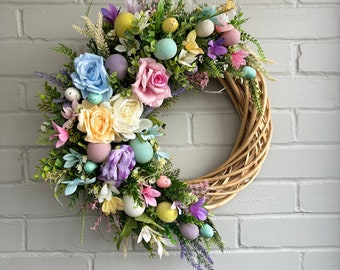 Large Easter Egg Wreath, Colourful Pastel Easter egg wreath, Easter Door Wreath, Easter Wreath, Easter Decoration, Spring Door Easter Wreath