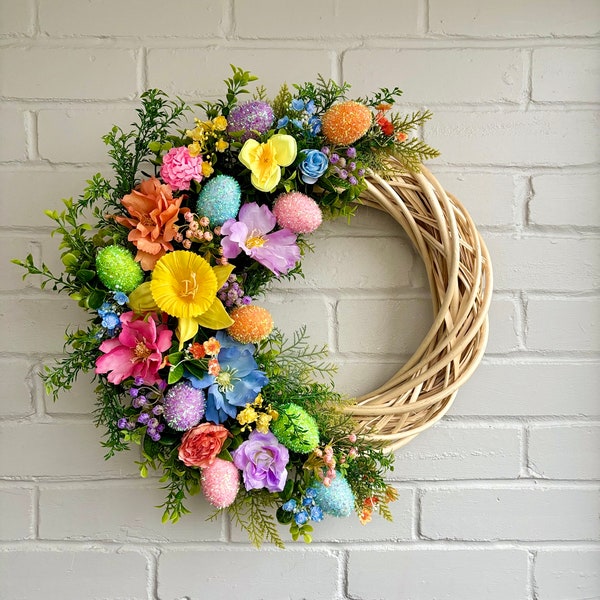 Large Easter Egg Wreath, Colourful  Easter Egg Wreath, Easter Door Wreath, Easter Wreath, Easter Decoration, Spring Door Wreath, Seasonal