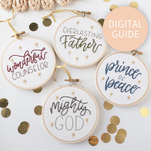 Advent Ornament Embroidery, Names for Jesus (Isaiah 9:6)—Digital Pattern