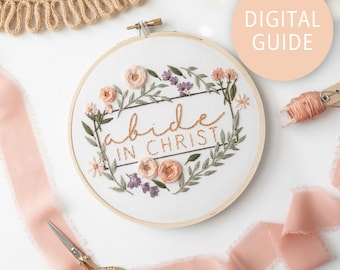 Blijf in Christus (Johannes 15:4), borduurpatroon voor beginners, digitale download, VOLLEDIGE TUTORIAL