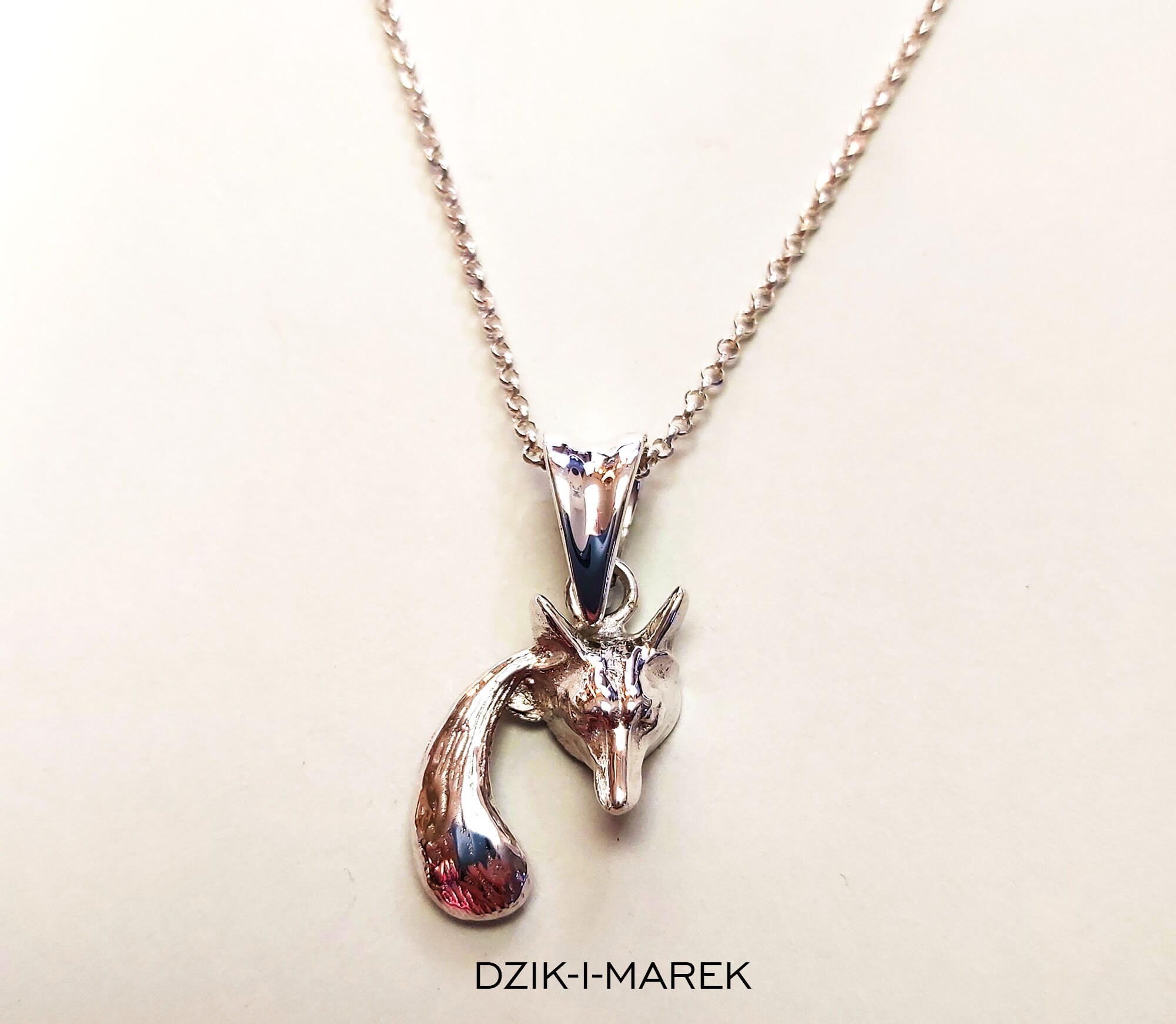 Sterling silver fox drop pendant Etsy