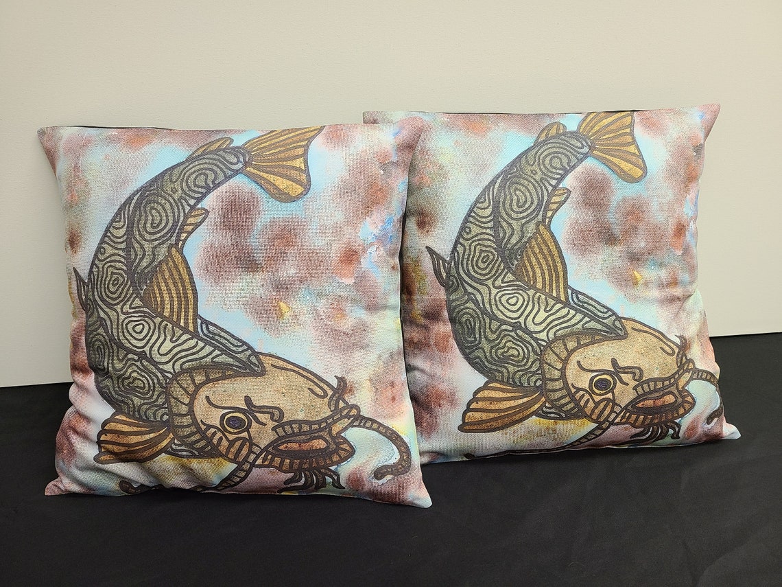 Natural Magick Catfish Throw Pillow Etsy
