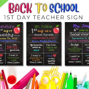 First Day Teacher Sign | Teacher First Day of School Sign | Back to School Chalkboard Sign  | Meet the Teacher Sign | Teacher First Day Sign