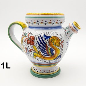 Mug - Pichet avec douche décoré en Raffaellesco 1L. Céramique artistique Deruta peinte à la main. 100% FABRIQUÉ EN ITALIE.