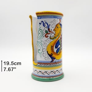 Contenitore Porta Bicchieri decorato in Raffaellesco. Ceramica artistica di Deruta dipinta a mano. 100% MADE IN ITALY.