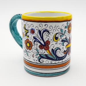 Cup - Mug decorated in Beautiful Ricco Classic Deruta. Deruta artistic ceramic. Hand Painted. 100% MADE IN ITALY.