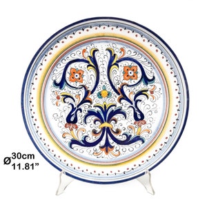 Wall plate decorated in Ricco classic Deruta 30cm / 12&quot;. Deruta artistic ceramic. Hand Painted. 100% MADE IN ITALY.