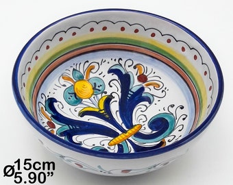 Tigela decorada em cerâmica Ricco Deruta, 15 cm / 6". Cerâmica artística de Deruta pintada à mão. 100% fabricada na Itália.
