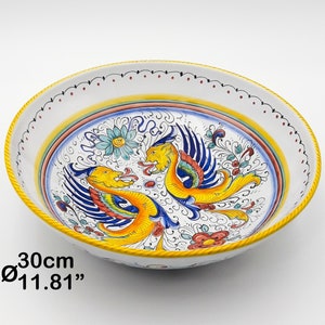 Salad - Serving Bowl decorated in Raffaellesco 30cm / 12&quot;. Deruta artistic ceramic. Hand Painted. MADE IN ITALY.