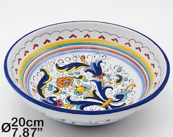 Salad - Serving Bowl decorated in Ricco Classic Deruta 20cm / 8". Deruta artistic ceramic. Hand Painted. MADE IN ITALY.