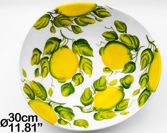 Centerpiece Serving Bowl - Salad Bowl painted with Lemons 30cm / 12" & 25cm / 10". Entirely Hand Painted Ceramic. 100% MADE IN ITALY.