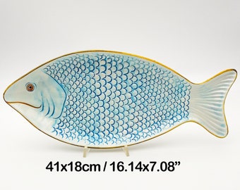イタリア製 ヴィンテージ 大型 手描き Solimene Vietri 魚皿 - Etsy 日本