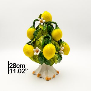 Lemon Tree with Flowers Standing Centerpiece H 30 cm / 12". Entirely created and Hand Painted ceramic. 100% MADE IN ITALY.