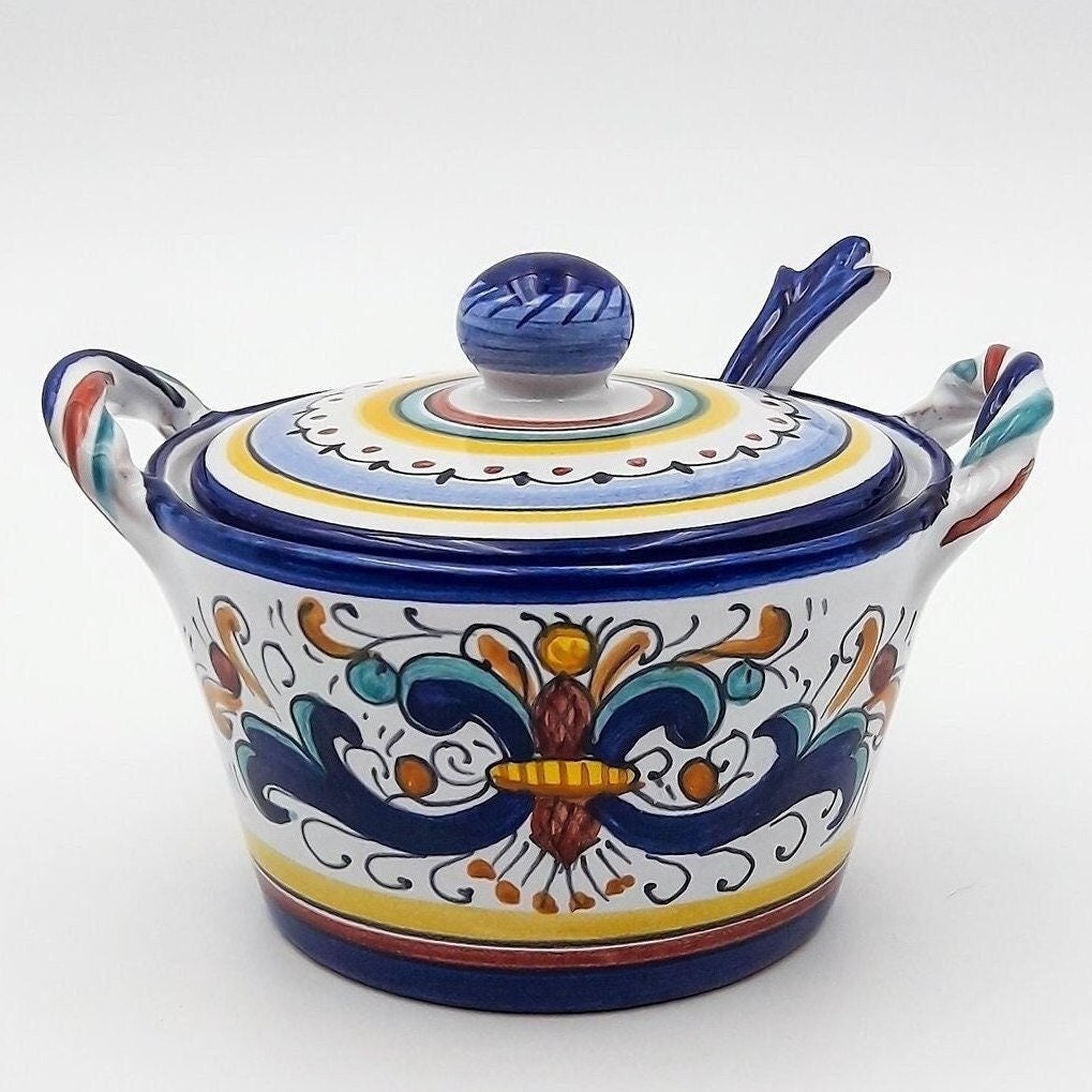 イタリア製　陶器置物　ビンテージのデルータ焼のインク壺！繊細で色が綺麗です！ Deruta set - Etsy 日本