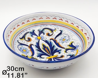 Salad - Serving Bowl decorated in Ricco Classic Deruta 30cm / 12". Deruta artistic ceramic. Hand Painted. MADE IN ITALY.