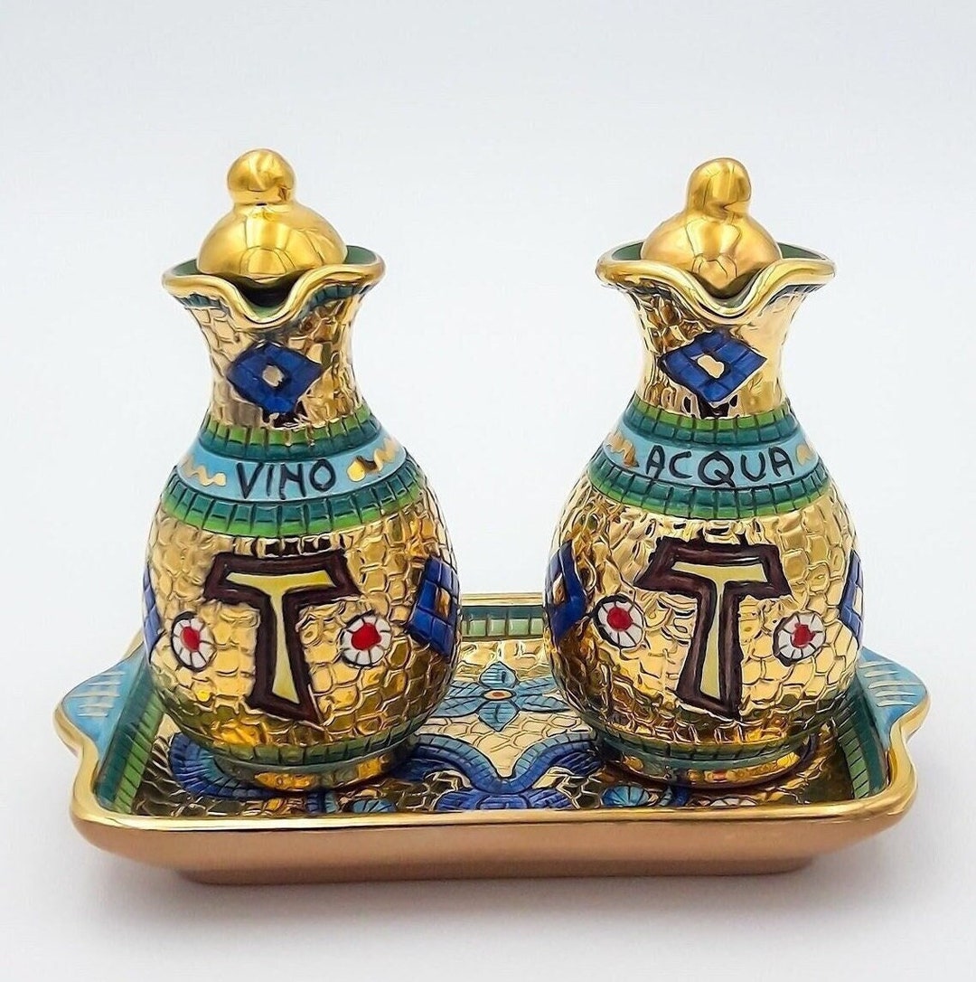 Water Wine Cruet Set for Altar With Tray Decor Tau Byzantine Classic 18