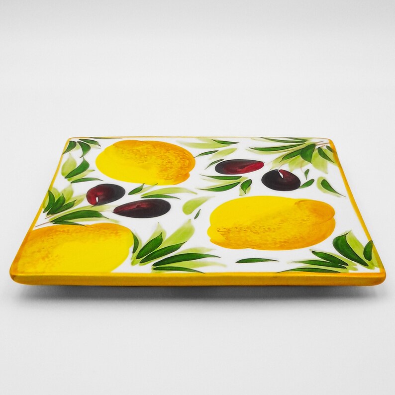 Pot Rest / Trivet Square Shape Painted Lemons & Olives. Hand Painted ...