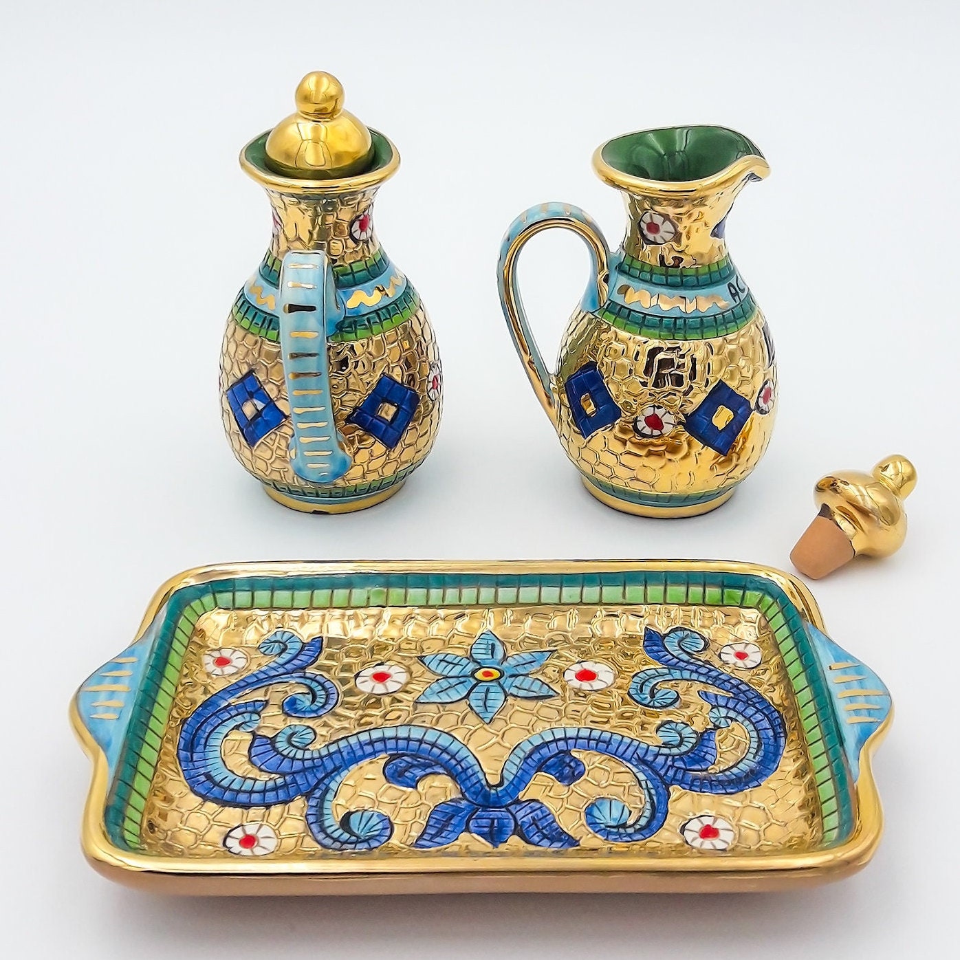 Water Wine Cruet Set for Altar With Tray Decor Tau Byzantine Etsy