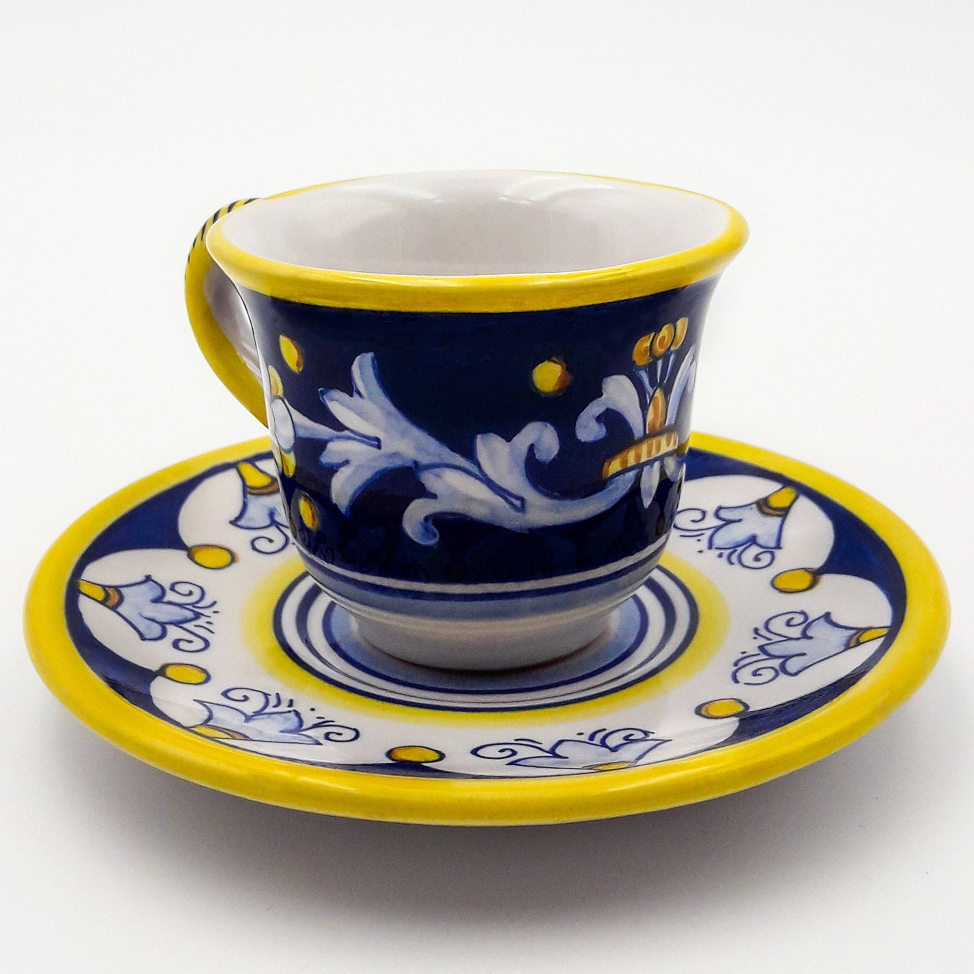 Fima thatsArte.com - Italian Ceramic Espresso Cup & Saucer Ricco Deruta Blu  - Hand Painted Cup, Made…See more Fima thatsArte.com - Italian Ceramic