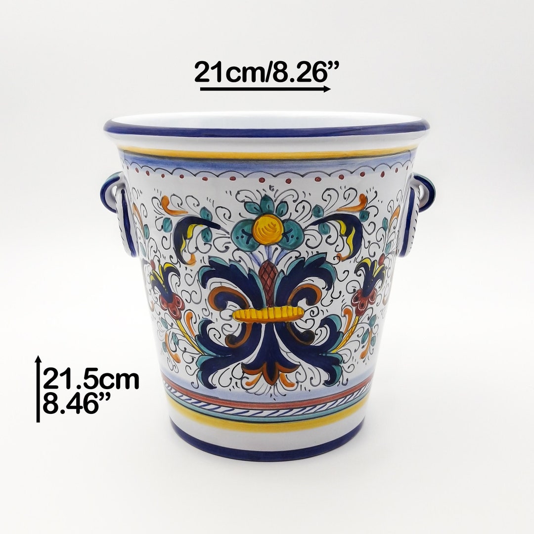 Ice Bucket Bottle Holder Decorated in Ricco Classic Deruta. Deruta