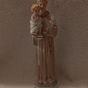 Vintage Ceramic Saint Anthony Of Padua 7&quot; Statue Figurine - Unbranded - Beautifully Painted - Gently Previously Loved - FREE Shipping