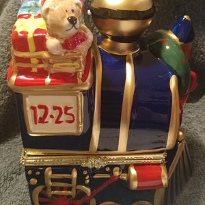 Porcelain Rotating Musical Holiday Train By Mr. Christmas In Original Box - Plays &quot;Deck The Halls&quot; - Gently Previously Loved - FREE Shipping