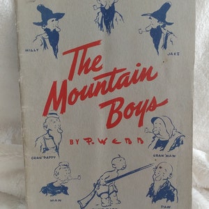 Vintage The Mountain Boys Book By P Webb - Cartoons Reproduced By Courtesy Of Esquire Magazine & Compliments Of Auto-Lite Spark Plug Dealers
