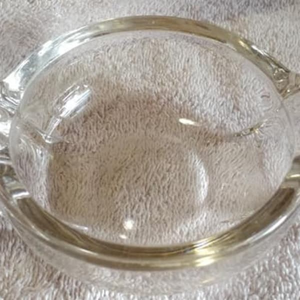 Vintage 1940's Heavy Glass Collectible Rounded Bottom Ashtray For 2 - WONDERFUL Shape - FREE Shipping