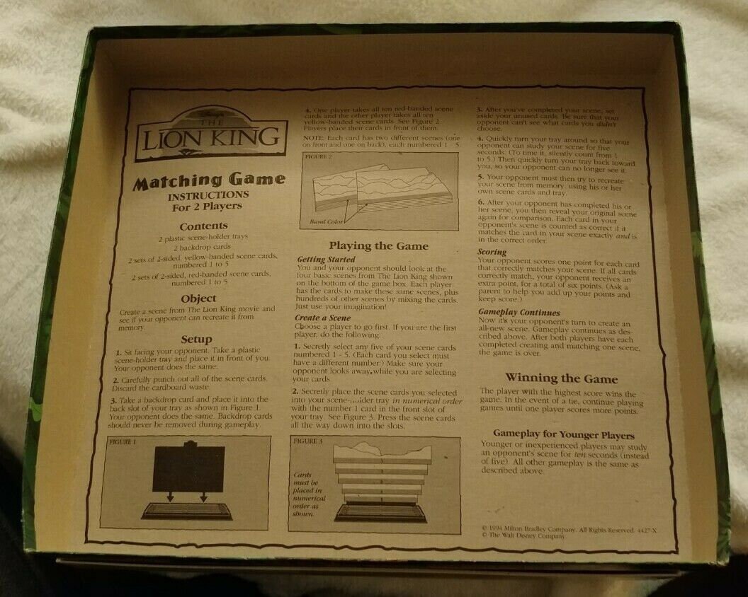 Vintage 1994 Lion King Matching Game by Milton Bradley 4427 - Etsy