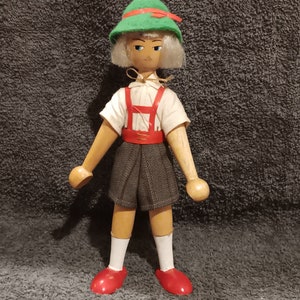 7.5&quot; Polish Folk Art Wooden Peg Doll - Hand Painted Face - Wearing Traditional Polish Clothing - Gently Previously Loved - FREE Shipping