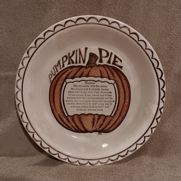 4 Different Vintage 1980's Ceramic Pie/Flan Recipe Baking Pan/Plate - Pumpkin, Apple, Blueberry, Or Flan - Various Brands - FREE Shipping