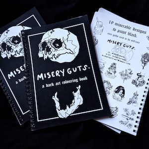Libro para colorear de arte oscuro MISERY GUTS + paquetes / gótico, alternativo, emo, pastel goth