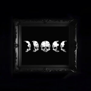 Phases Art Print | gothic, alternative, pastel goth, dark moon phase skull