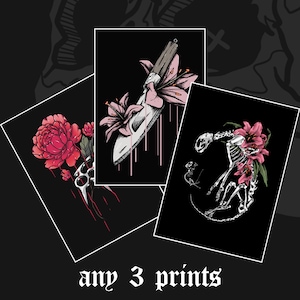 Any 3 Designs Art Print Bundle | gothic, alternative, pastel goth, dark art