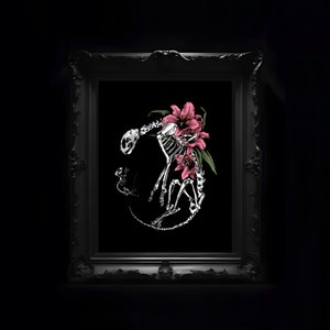 Same Worms Art Print | gothic, alternative, pastel goth, dark skeleton and botanical