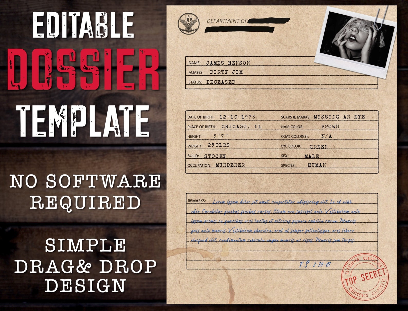 Editable Dossier Template No Software Required Edit in Etsy Editable Dossier Template No Software Required Edit in Etsy