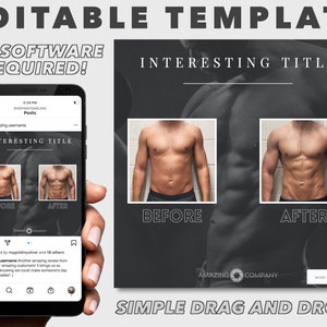 Social Media Template - Editable Canva Template - Customizable - Before & After - Instagram - Instant Digital Download