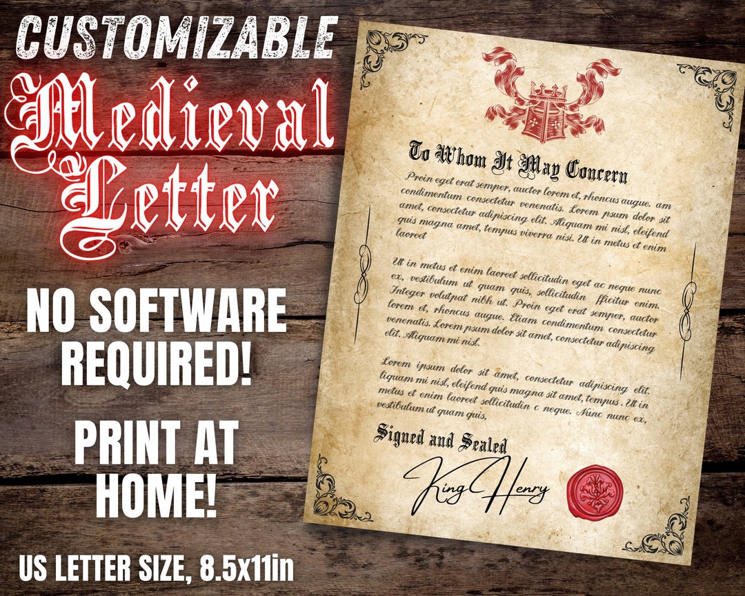 Editable Medieval Letter Template Royal Notice No Software Required Editable Medieval Letter Template Royal Notice No Software Required
