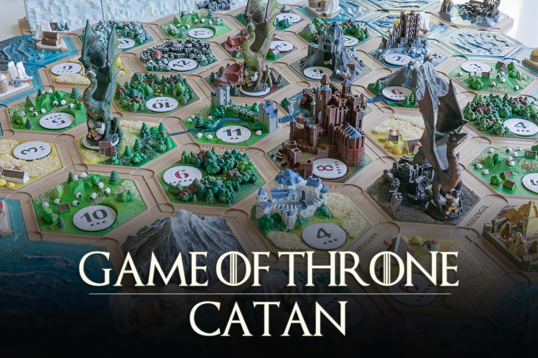 3d printed custom catan tiles castles of game of thrones for catan