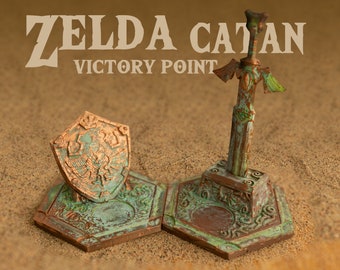 Catan Victory Point Award Tiles in Zelda Theme - Longest Road, Largest Army