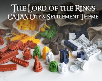 3D Printed Custom Catan City & Settlement - the Lord of the Rings Themed