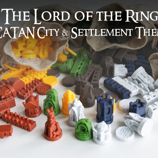 3D Printed Custom Catan City & Settlement - the Lord of the Rings Themed