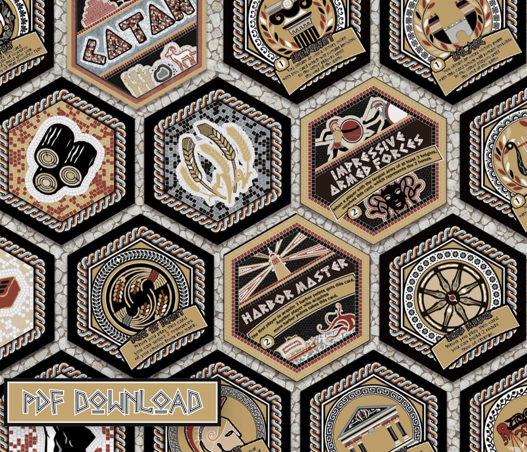 Custom Hexagon Rome Mosaic Style Resource and Development Cards for ...