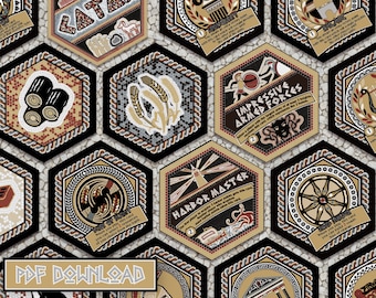 Custom Hexagon Rome Mosaic Style Resource and Development Cards for Catan